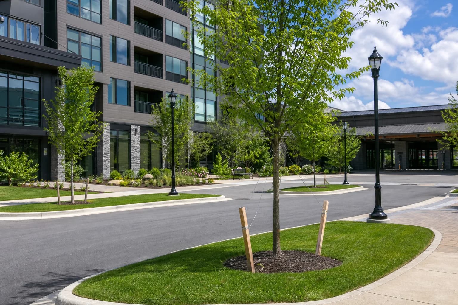 Commercial planting completion stakes and finished site layout markers