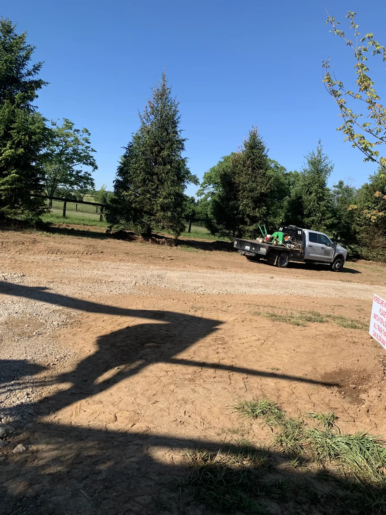 Installed Norway spruce row on the completed Paris, Kentucky farm planting project