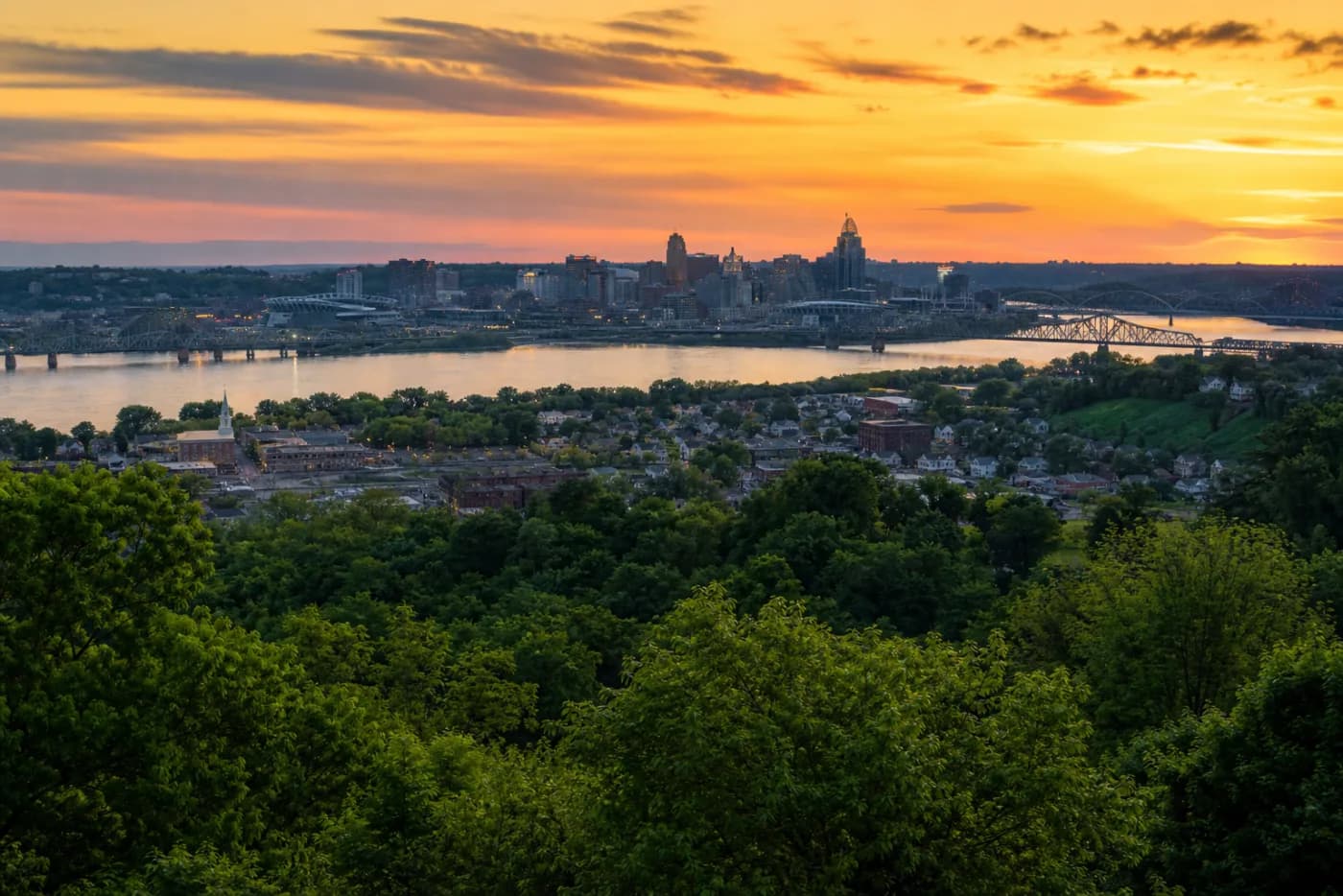 Northern Kentucky hills and river communities overlooking the Ohio River
